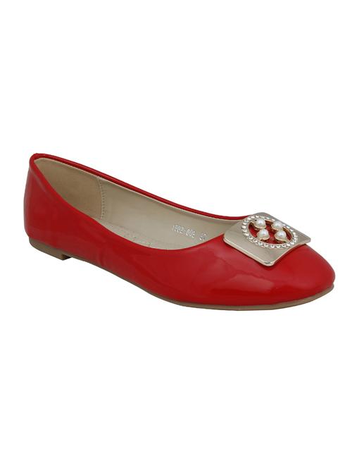 red faux leather slip on ballerina - 14484470 - Standard Image - 1