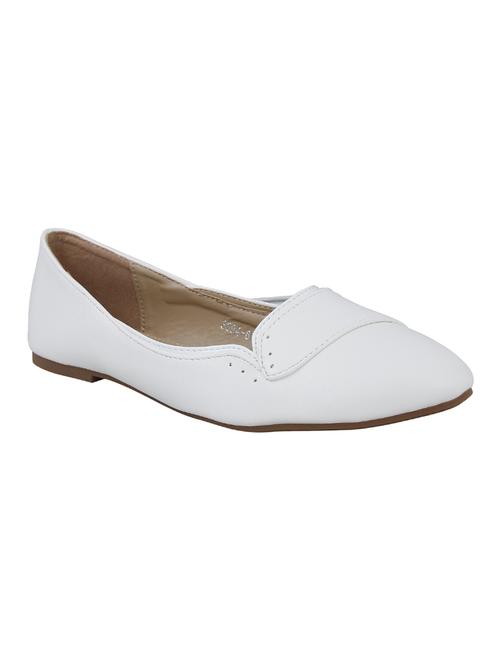white faux leather slip on ballerina - 14484479 - Standard Image - 1