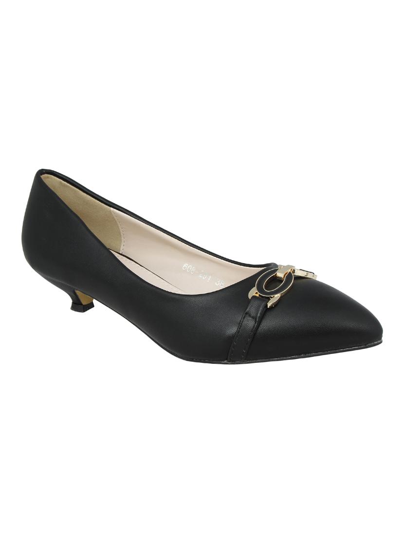 black faux leather slip on ballerina - 14484486 - Zoom Image - 1