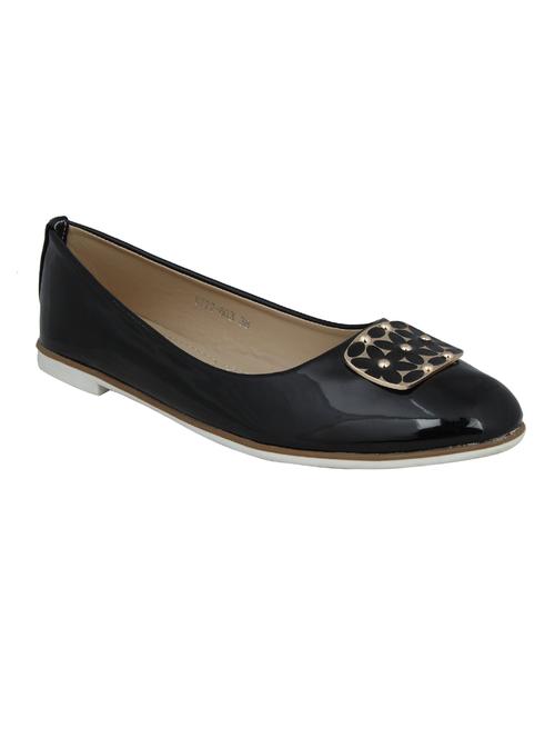 black faux leather slip on ballerina - 14484498 - Standard Image - 1