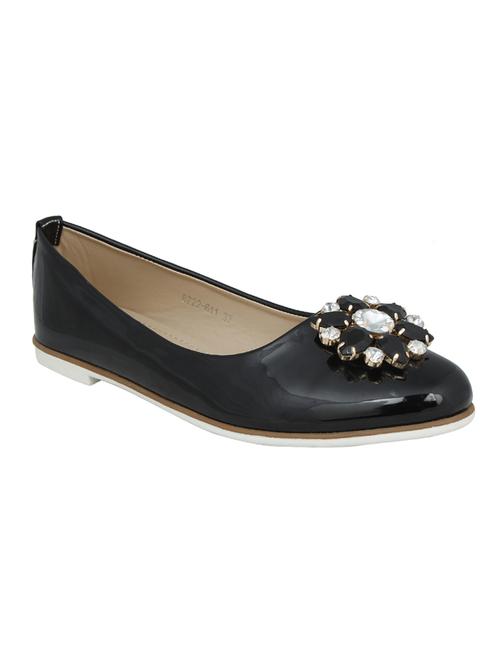 black faux leather slip on ballerina - 14484509 - Standard Image - 1