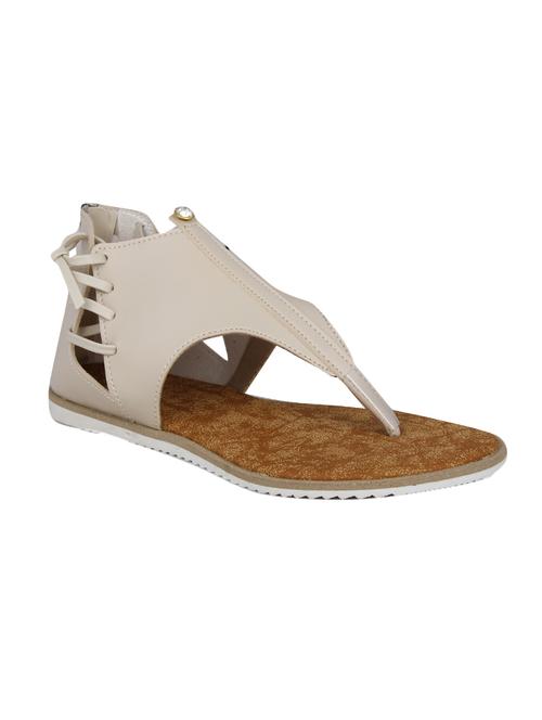 beige faux leather laceup sandals - 14484535 - Standard Image - 1