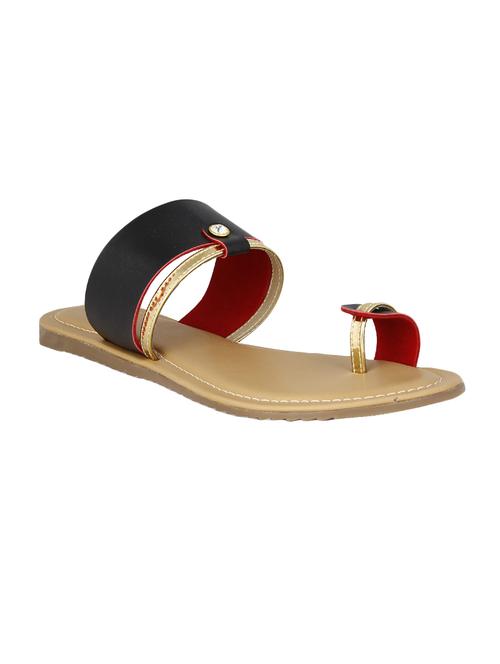 black faux leather one toe sandals - 14484553 - Standard Image - 1