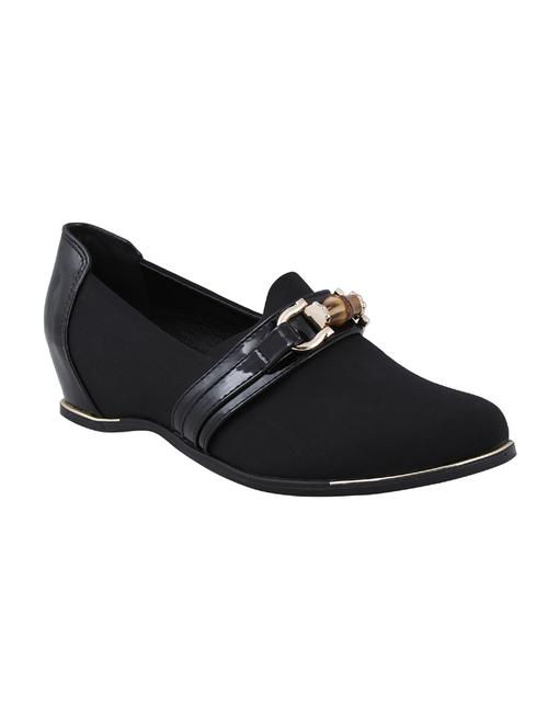 black faux leather slip on wedges - 14484560 - Standard Image - 1