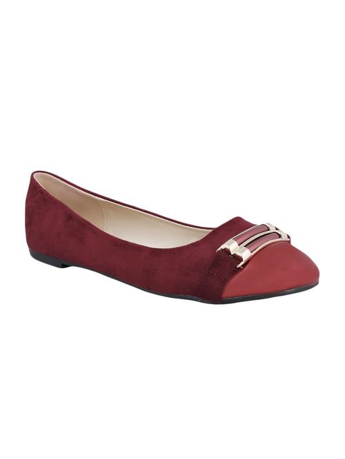 maroon faux leather slip on ballerina - 14484565 - Standard Image - 1
