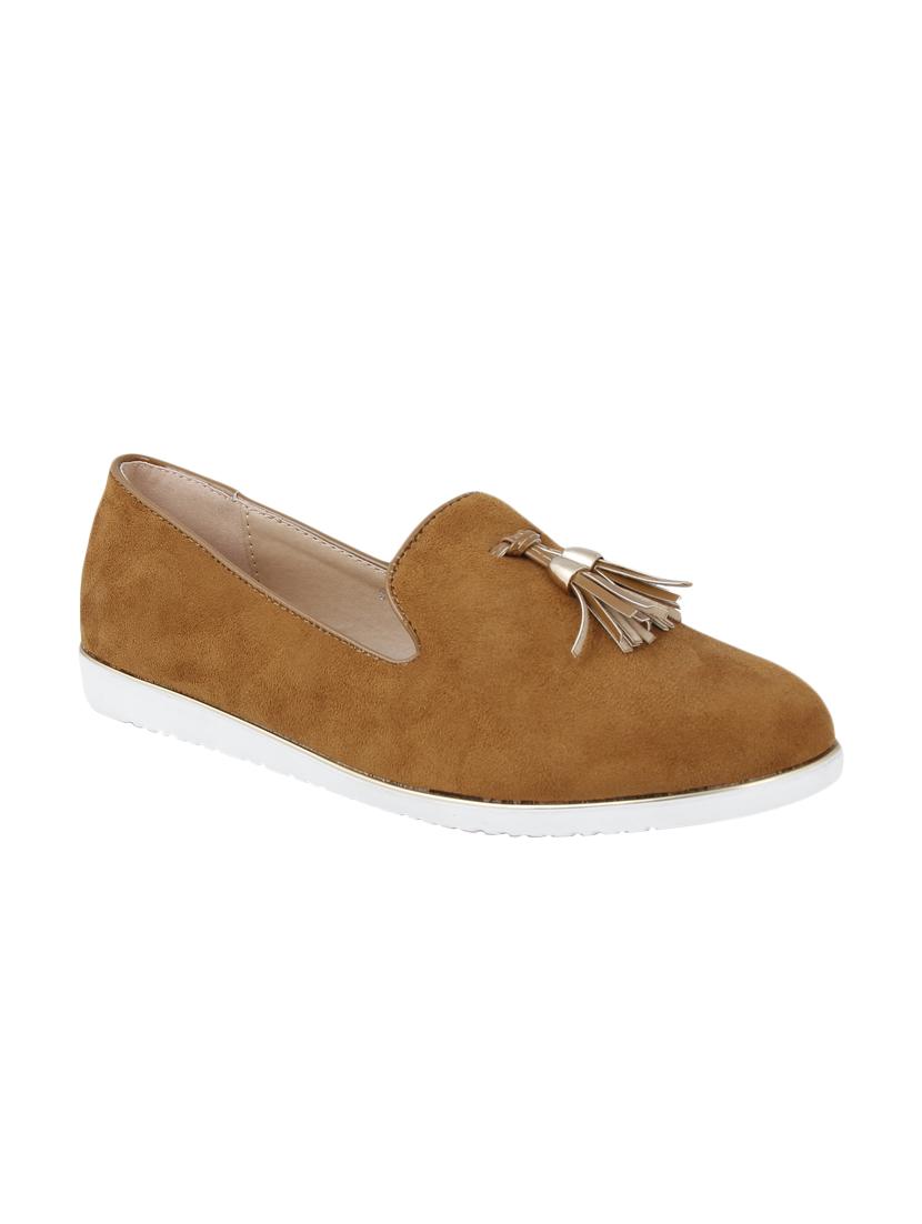 tan faux leather slip on ballerina - 14484617 - Zoom Image - 1