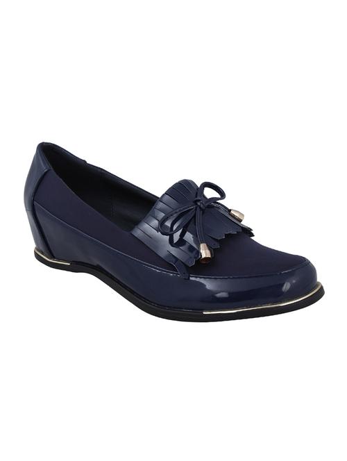 navy faux leather slip on wedges - 14484635 - Standard Image - 1