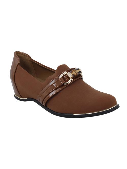 tan faux leather slip on wedges - 14484645 - Standard Image - 1
