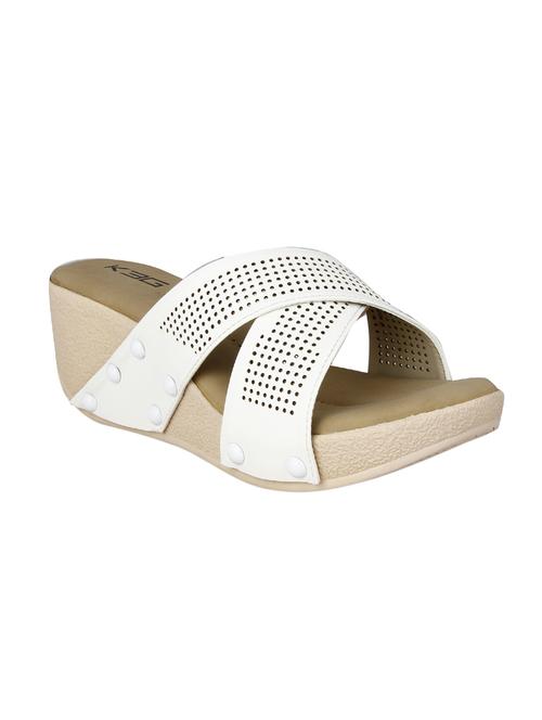 white faux leather slip on wedges - 14484667 - Standard Image - 1