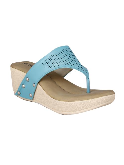 blue open thong wedge - 14484668 - Standard Image - 1
