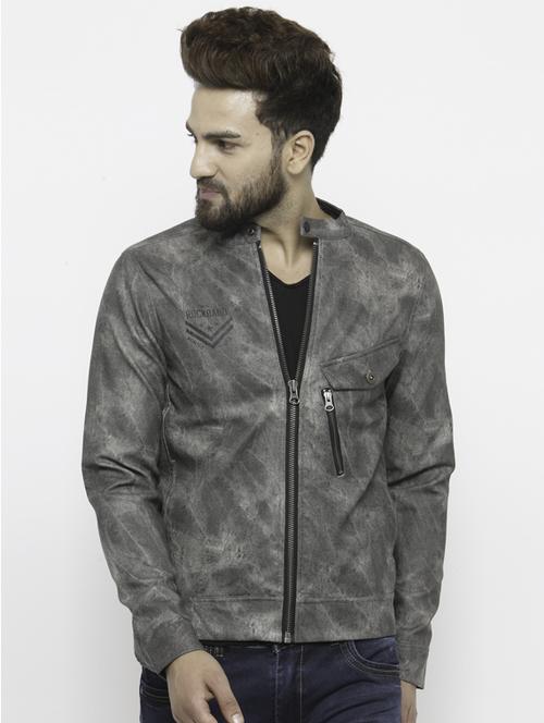 grey leatherette biker jacket - 14484784 - Standard Image - 1