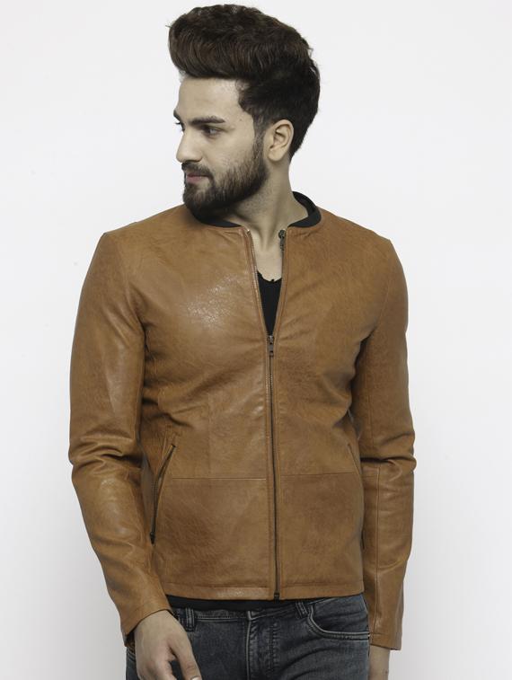brown leatherette biker jacket - 14484791 - Zoom Image - 1