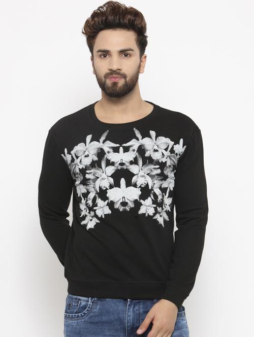 black cotton chest print sweatshirt - 14484826 - Standard Image - 1