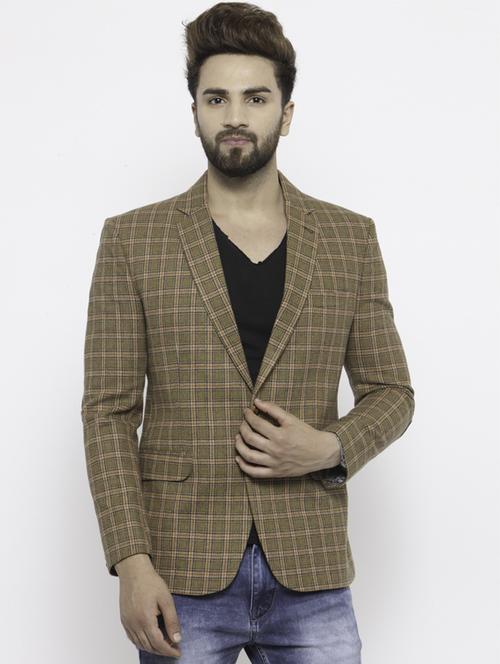 beige wool & polyester blend casual blazer - 14484845 - Very Small Image - 1