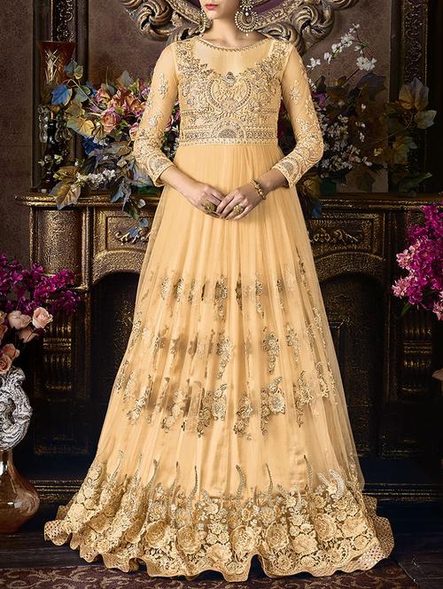 beige flared semi-stitched suit - 14485137 - Very Small Image - 1