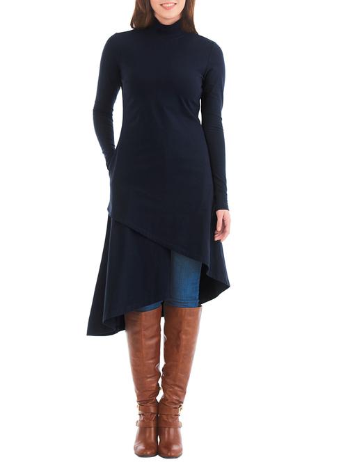 I WEAR MY STYLE navy blue polyester asymmetrical dress - 14485367 - Very Small Image - 1