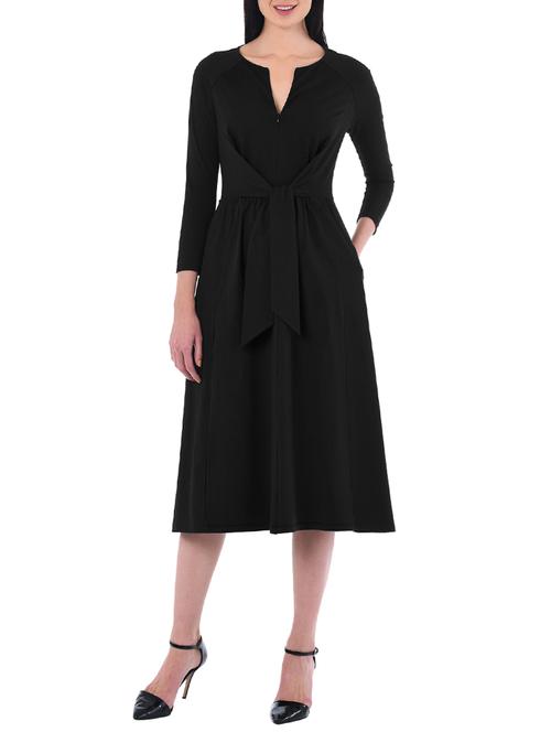 I WEAR MY STYLE black cotton jersey cocktail dress - 14485385 - Very Small Image - 1