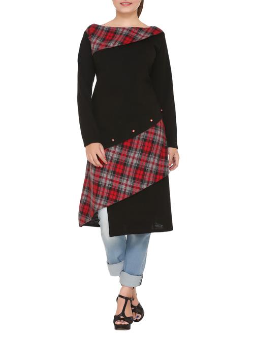 black wool woolen kurta - 14485596 - Very Small Image - 1