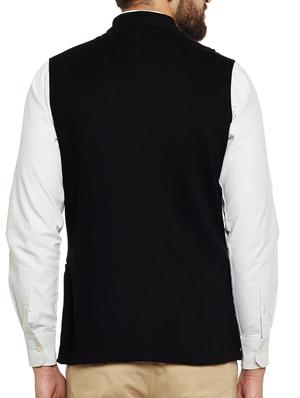 black cotton nehru jacket - 14485608 - Standard Image - 3