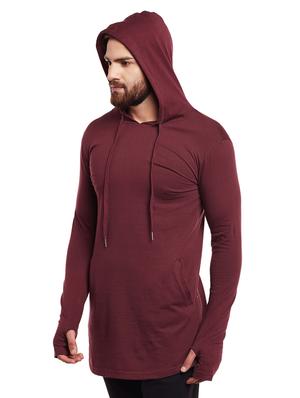 maroon cotton thumbhole tshirt - 14485617 - Standard Image - 2