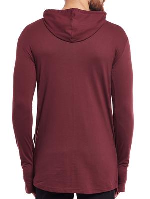 maroon cotton thumbhole tshirt - 14485617 - Standard Image - 3