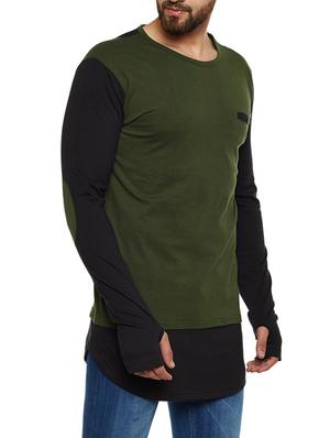 olive green cotton thumb hole t-shirt - 14485625 - Standard Image - 2