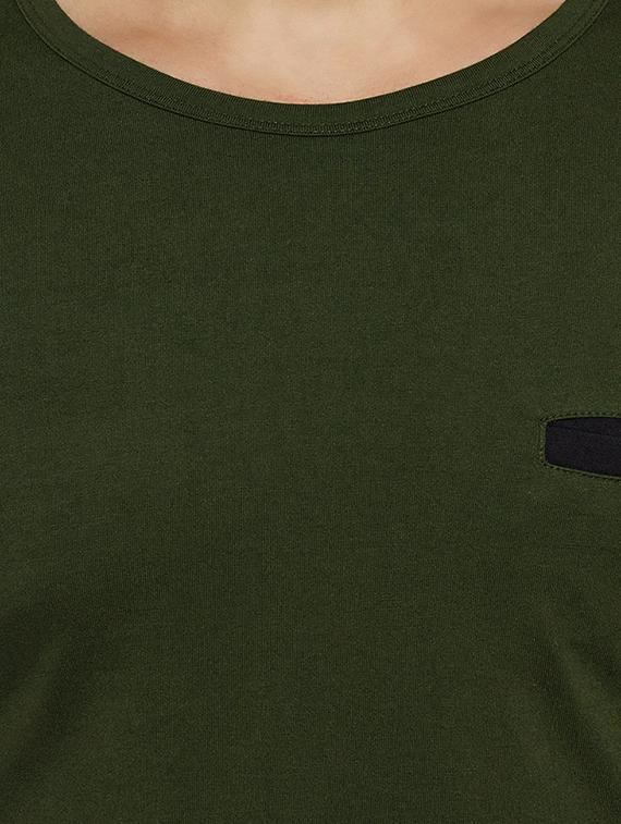 olive green cotton thumb hole t-shirt - 14485625 - Zoom Image - 4