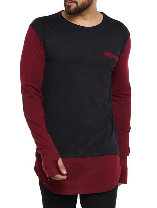 black cotton thumbhole t-shirt - 14485631 - Standard Image - 1