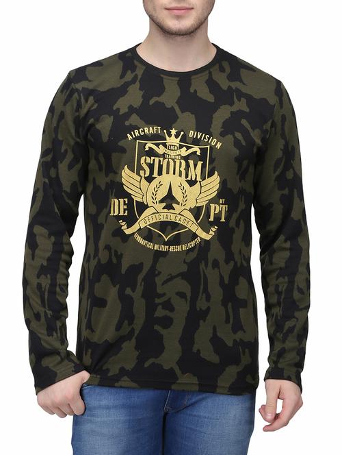 olive green cotton t-shirt - 14485688 - Standard Image - 1