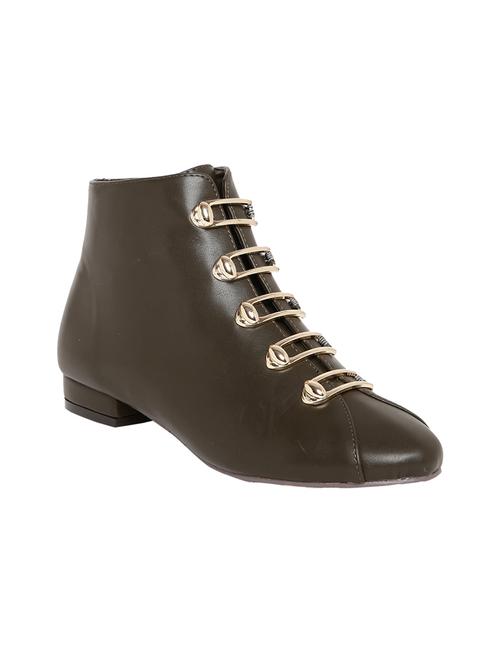 green faux leather ankle boot - 14485758 - Standard Image - 1
