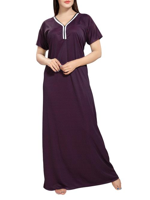 purple printed satin gown - 14486146 - Very Small Image - 1