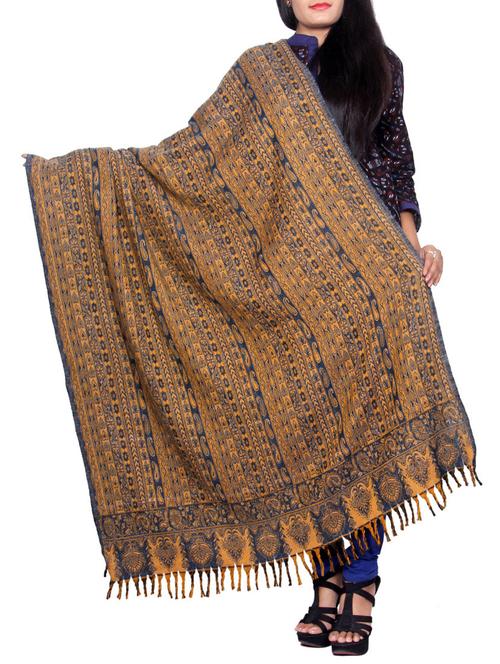 Beige wool reversible shawl - 14486360 - Very Small Image - 1