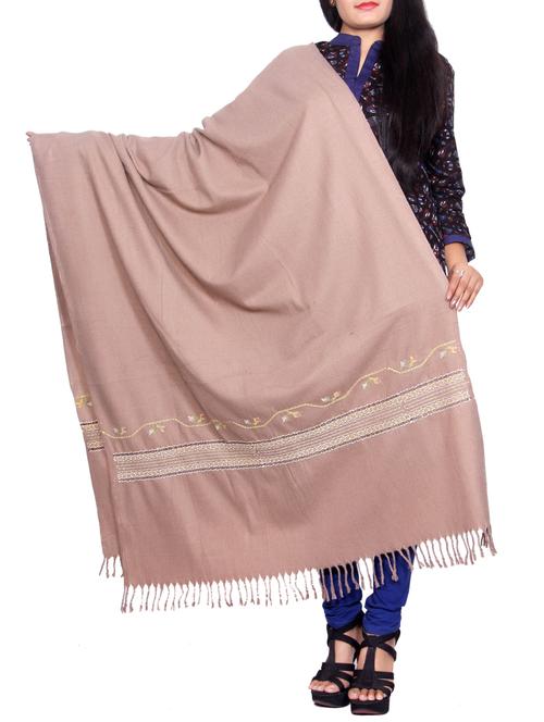 Beige wool reversible shawl - 14486362 - Very Small Image - 1