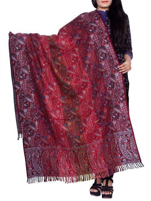 Pink wool reversible shawl - 14486378 - Very Small Image - 1