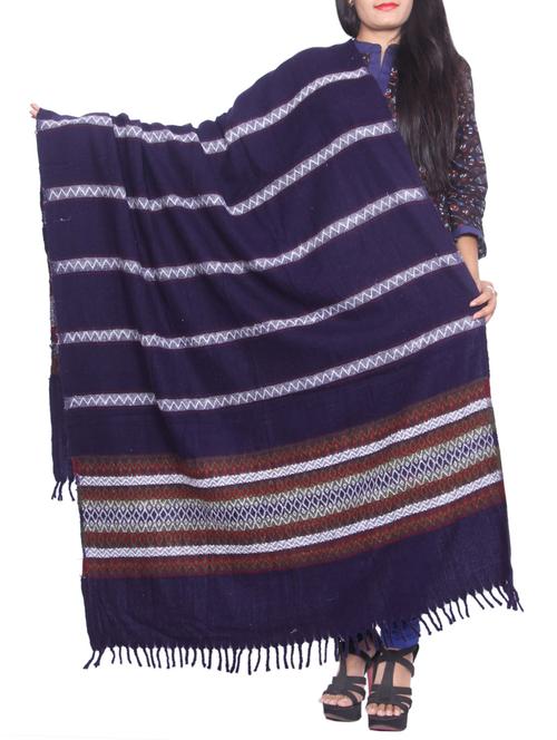 Blue wool reversible shawl - 14486381 - Very Small Image - 1