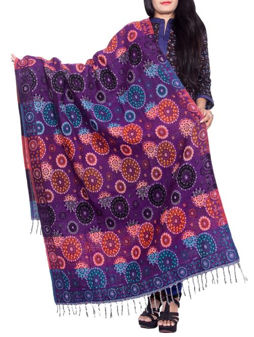 Purple wool reversible shawl - 14486383 - Very Small Image - 1