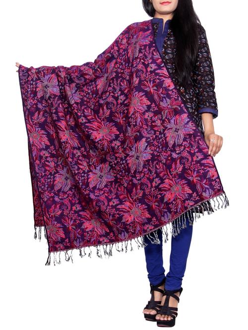 purple wool reversible shawl - 14486398 - Very Small Image - 1