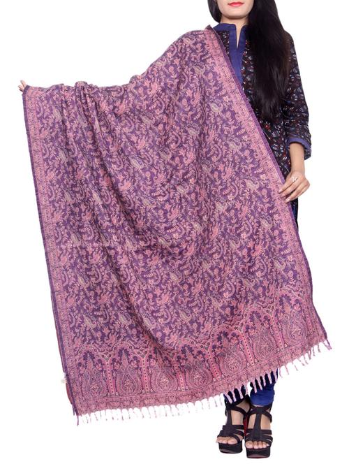 purple wool reversible shawl - 14486410 - Very Small Image - 1