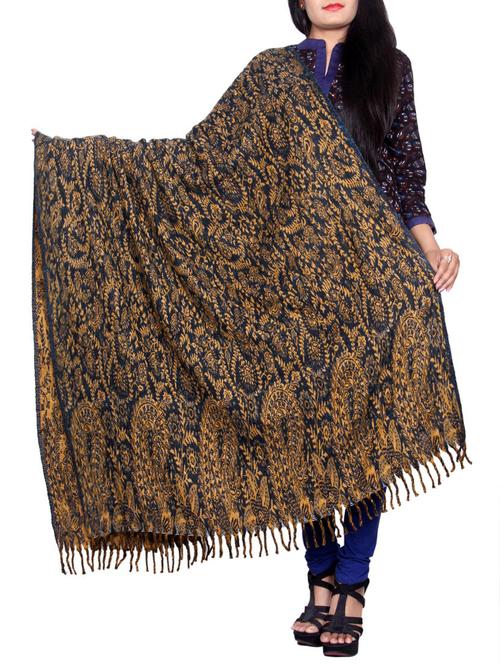 navy blue wool reversible shawl - 14486434 - Very Small Image - 1