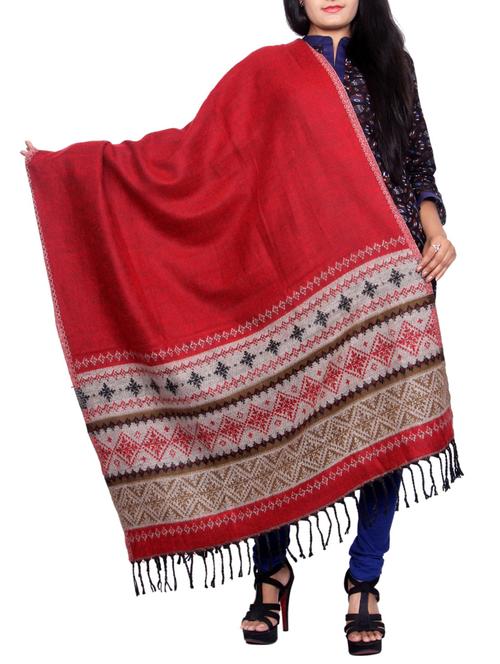 red wool reversible shawl - 14486439 - Very Small Image - 1