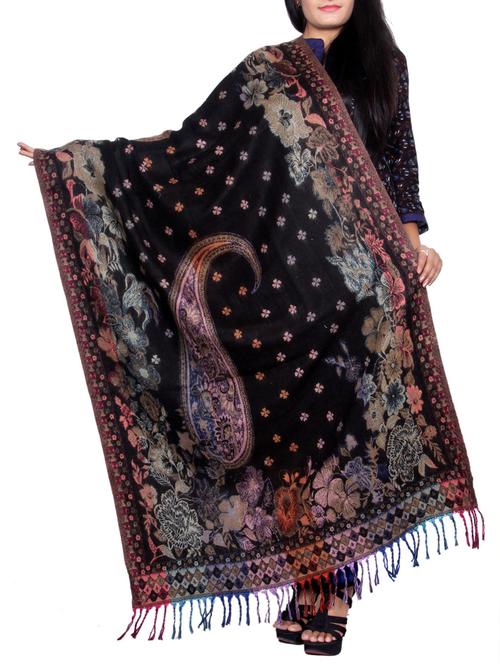 black wool reversible shawl - 14486452 - Very Small Image - 1