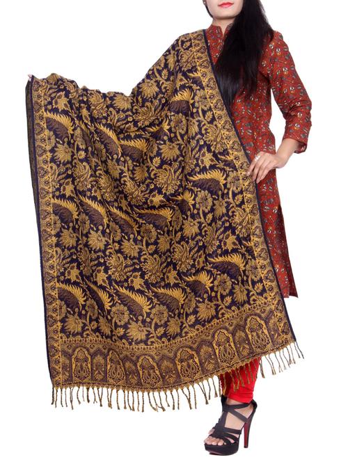 brown wool reversible shawl - 14486453 - Very Small Image - 1