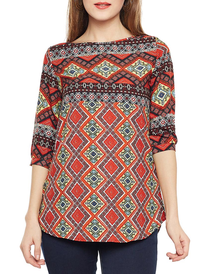 Boat neck curved hem top - 14486471 - Zoom Image - 1