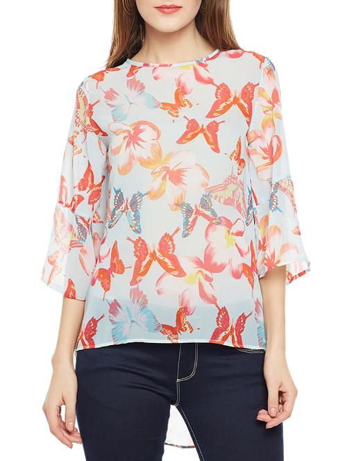 bell sleeved high low top - 14486474 - Standard Image - 1
