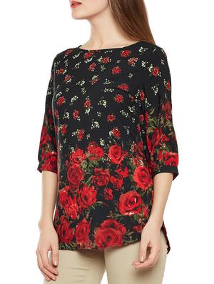 floral boat neck top - 14486478 - Standard Image - 2
