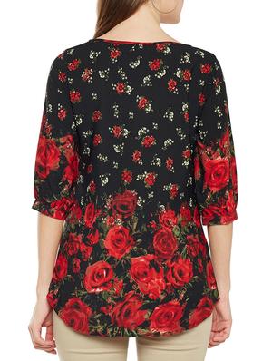 floral boat neck top - 14486478 - Standard Image - 3