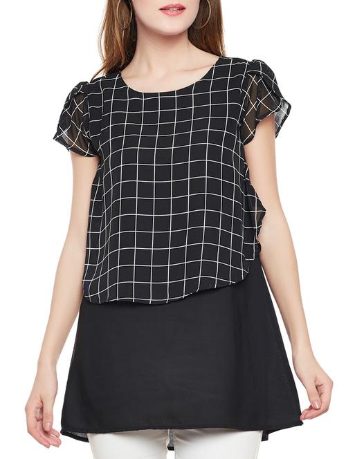 Black checkered layered tunic - 14486491 - Standard Image - 1