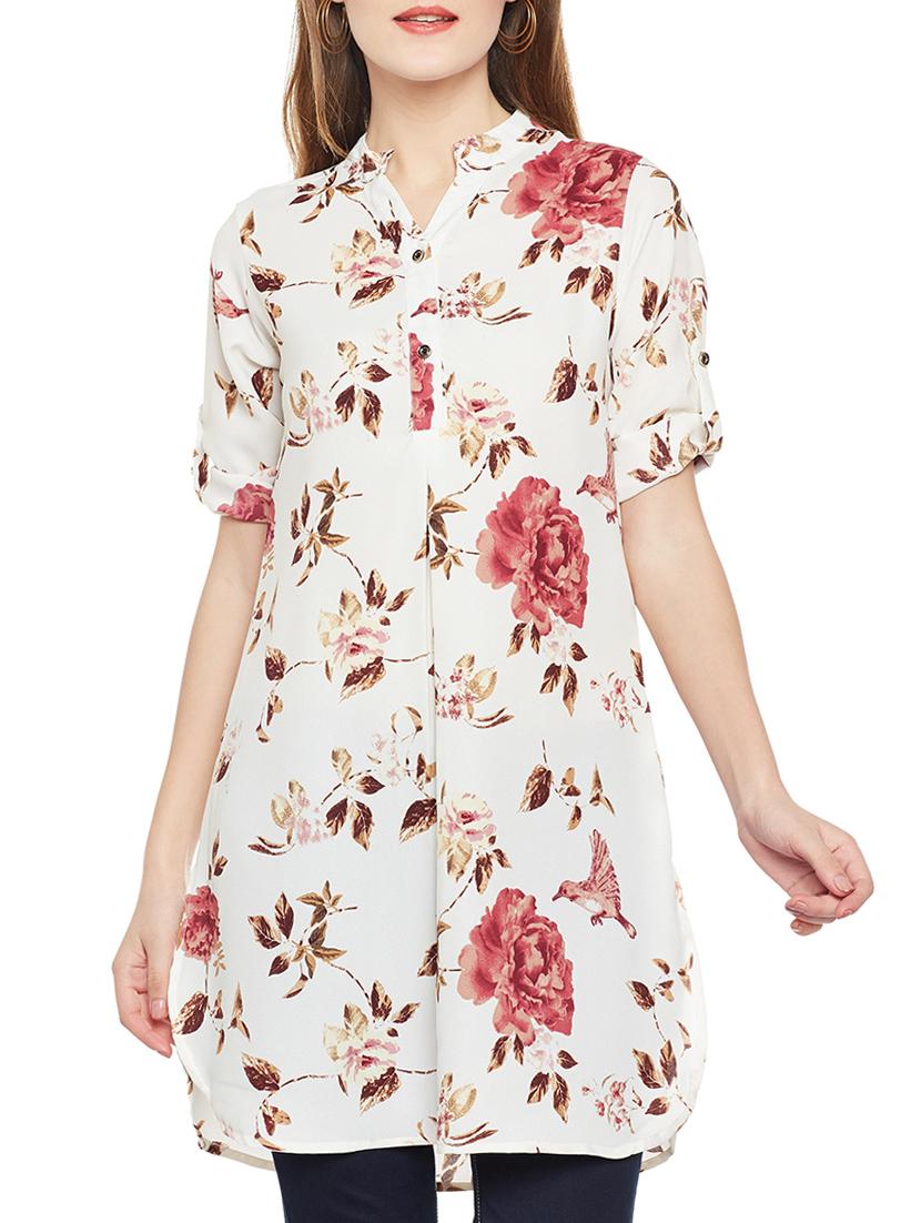 mandarin neck floral tunic - 14486493 - Zoom Image - 1