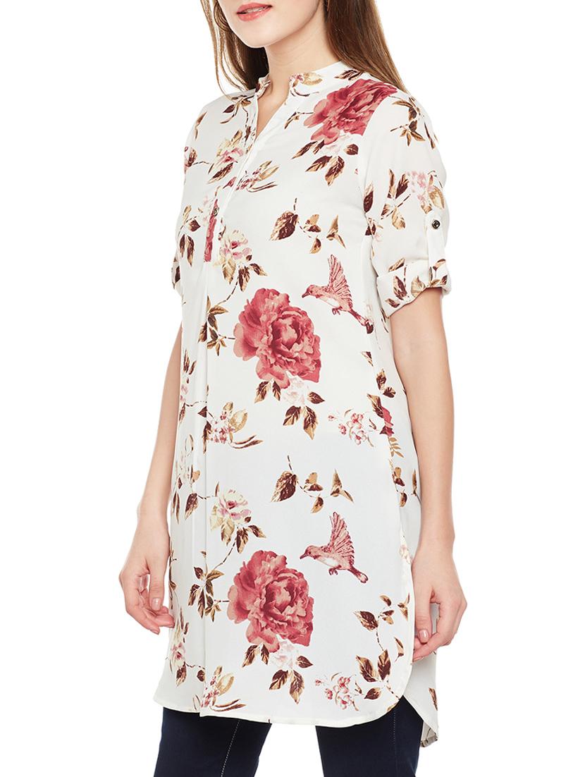 mandarin neck floral tunic - 14486493 - Zoom Image - 2