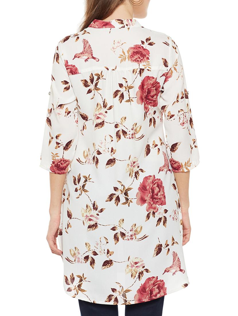 mandarin neck floral tunic - 14486493 - Zoom Image - 3